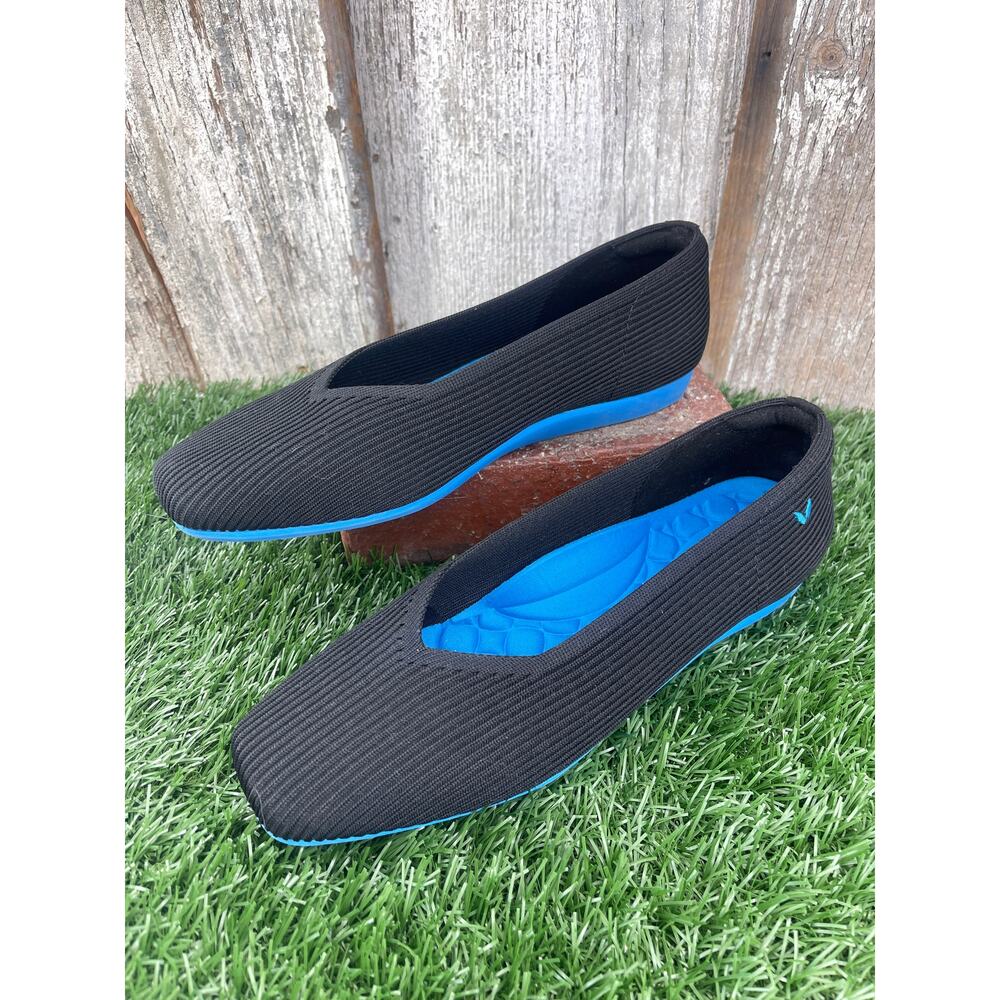 VIVAIA Margot Walker Square Toe V-cut Flats Black Blue Women's EU40